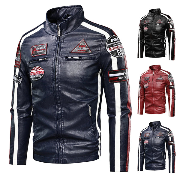 New Casual Motor Biker Painted Leather Jackets Coat