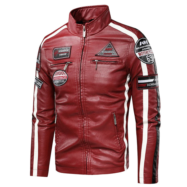 New Casual Motor Biker Painted Leather Jackets Coat