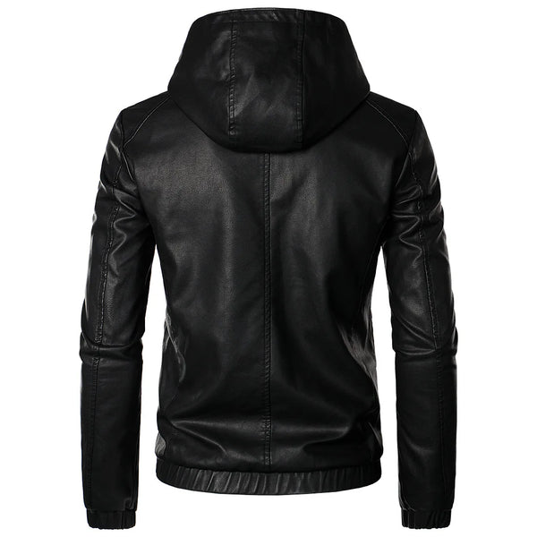 Fashion Motorcycle Leather Jackets Hooded Learher Jacket