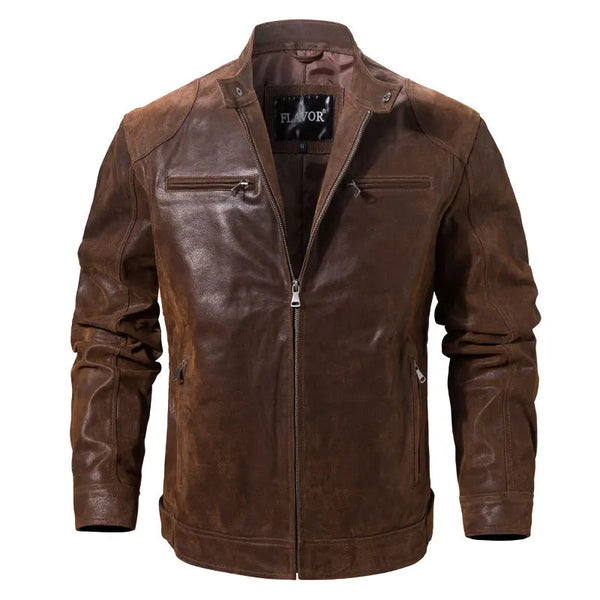 Men's Pigskin Real Leather Jacket Motorcycle Jacket Coat