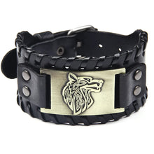 Punk Men Wide Bangle Accessory Wolf Head Charm Bracelet