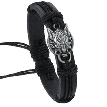 Retro Wolf Head Charm Bracelet
