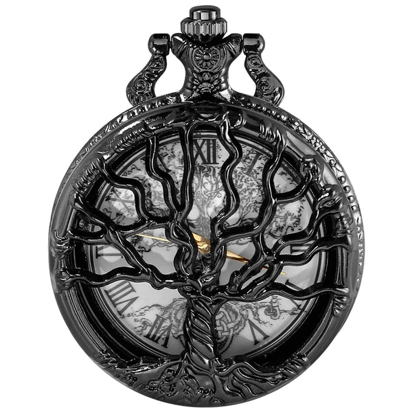 Tree of Life Pattern Sketch Ink Painting Dial Pocket Watch