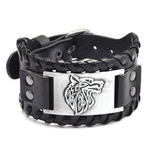 Punk Men Wide Bangle Accessory Wolf Head Charm Bracelet