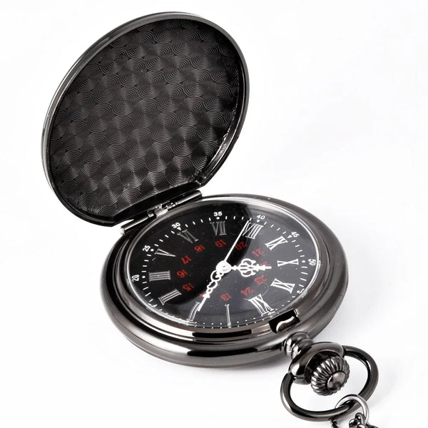 Vintage Boys Pocket Watch Round Roman Numeral Dial With Chain