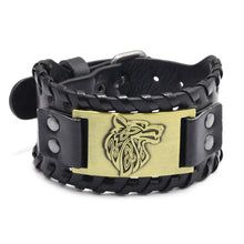 Punk Men Wide Bangle Accessory Wolf Head Charm Bracelet