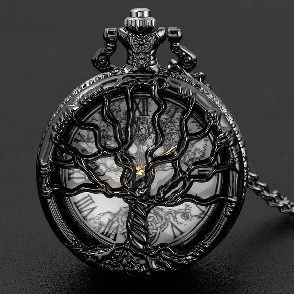 Tree of Life Pattern Sketch Ink Painting Dial Pocket Watch