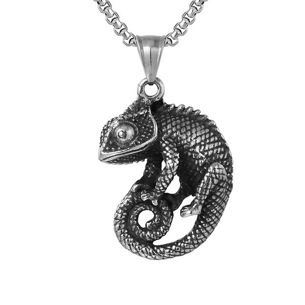 Gothic Stainless Steel Chameleon Pendant