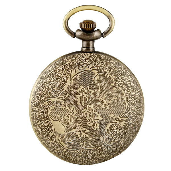 Bronze Retro Roman Numerals Display Quartz Pocket Watch