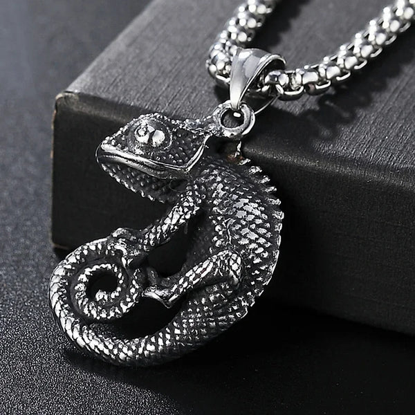 Gothic Stainless Steel Chameleon Pendant