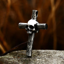 Gothic Stainless Steel Skull Cross Pendant