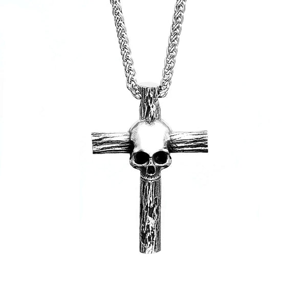 Gothic Stainless Steel Skull Cross Pendant