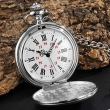 Vintage Boys Pocket Watch Round Roman Numeral Dial With Chain