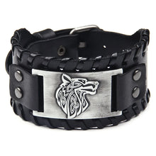 Punk Men Wide Bangle Accessory Wolf Head Charm Bracelet
